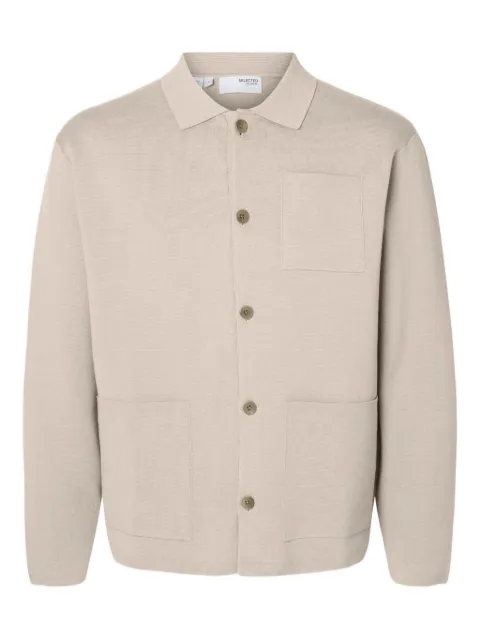 SELECTED patch-pockets cardigan