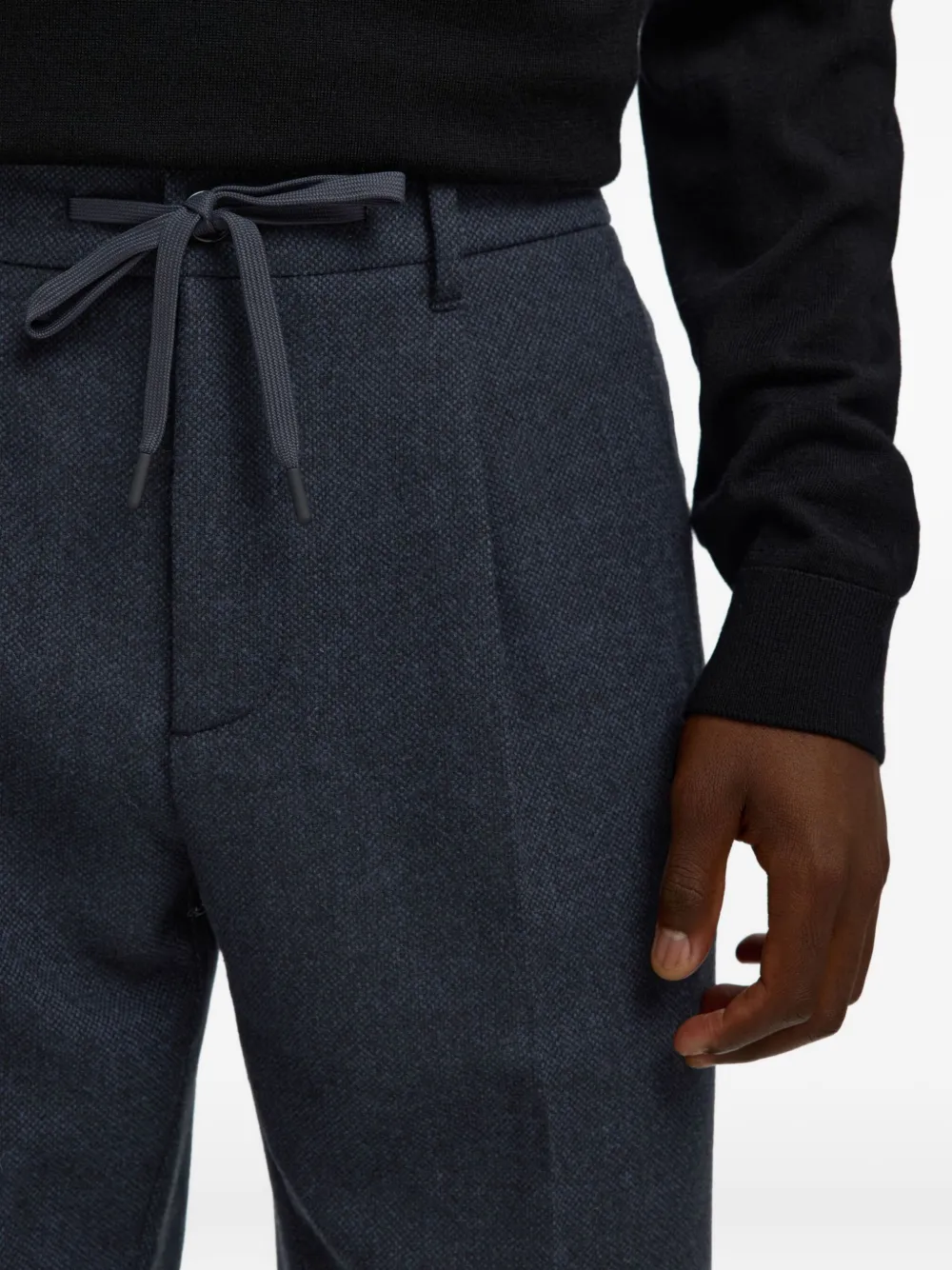 Selected Drawstring Pleated Trousers In Blue