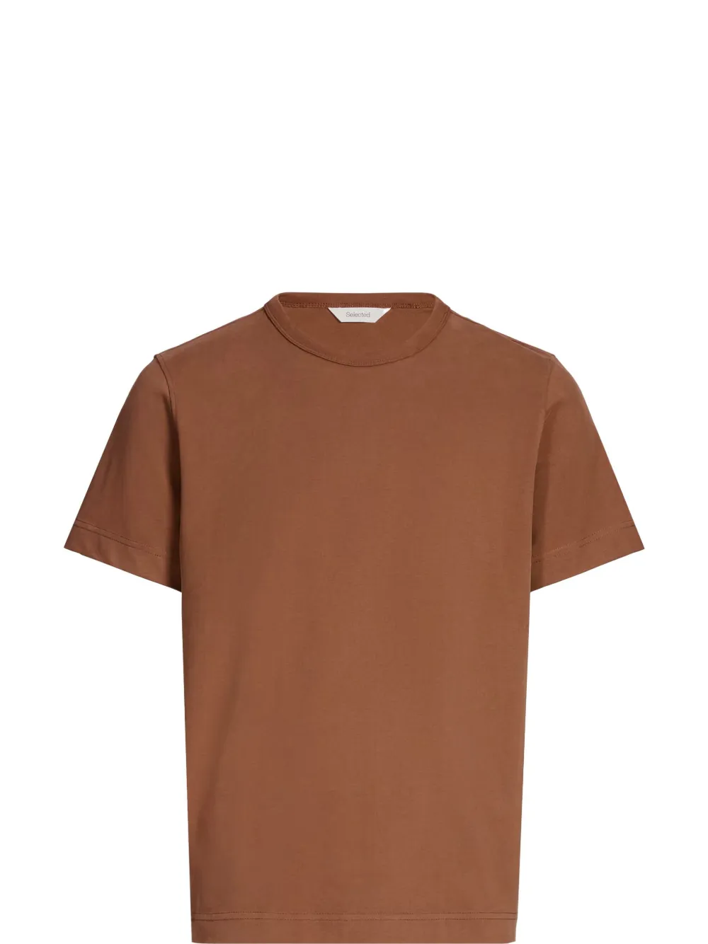 SELECTED Katoenen T-shirt - Bruin