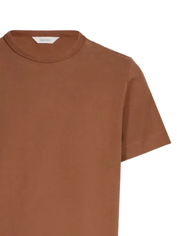 SELECTED コットン Tシャツ | ブラウン | FARFETCH JP