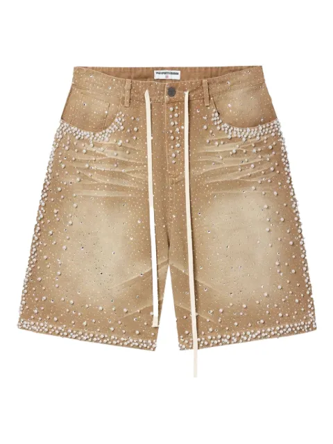 Vale jewelled-pearl denim shorts