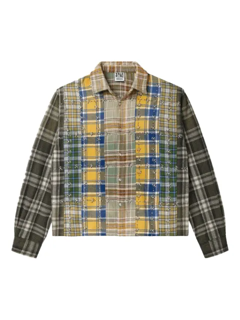 Vale Earth Day patchwork flannel shirt