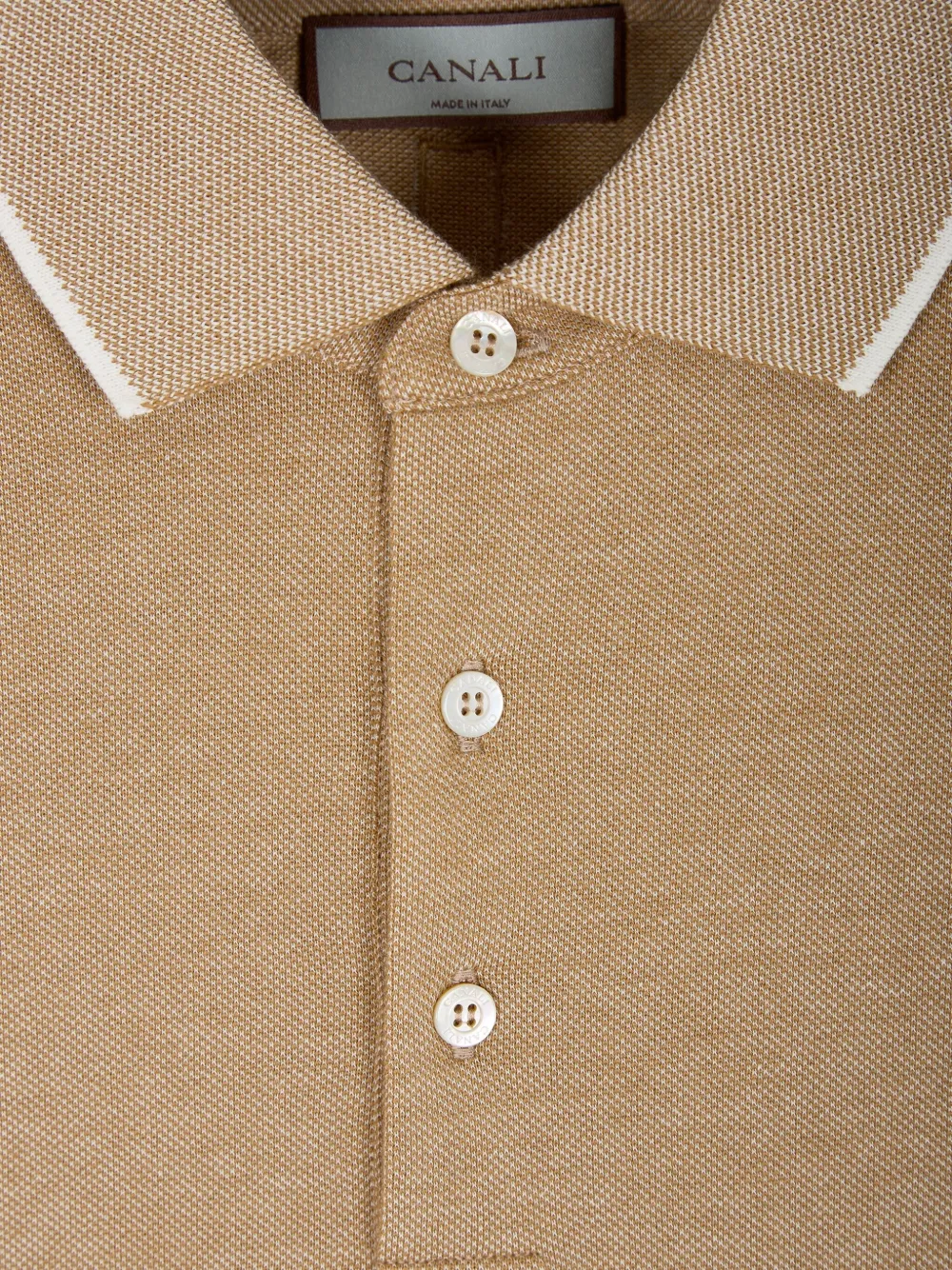 Canali Poloshirt met contrasterende afwerking Bruin