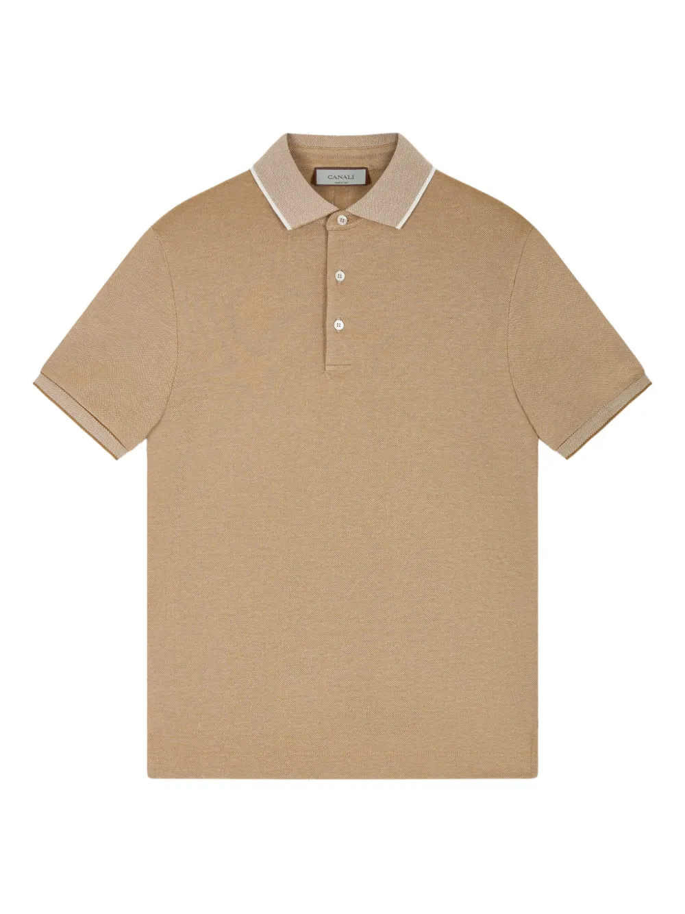 Canali piqué contrast-trim polo shirt | Brown | Image 1