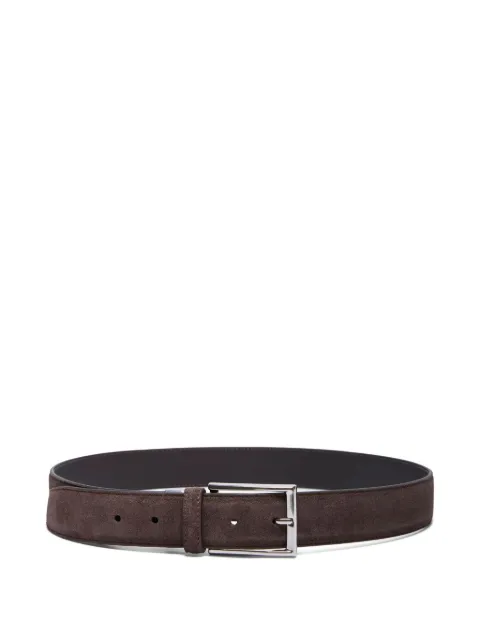 Canali rectangular-buckle suede belt