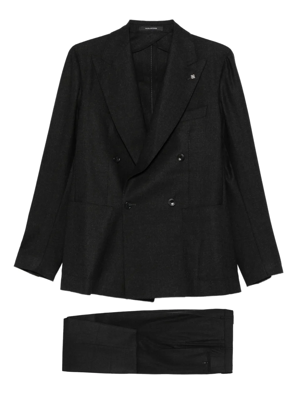 Tagliatore double-breasted virgin-wool suit | Black | Image 1