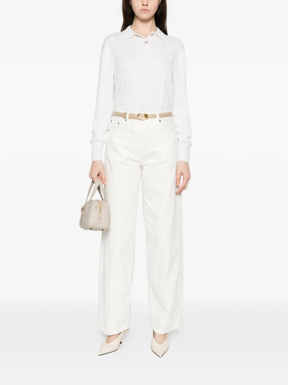  Gran Sasso Cable-knit Buttoned Sweater - Neutrals 