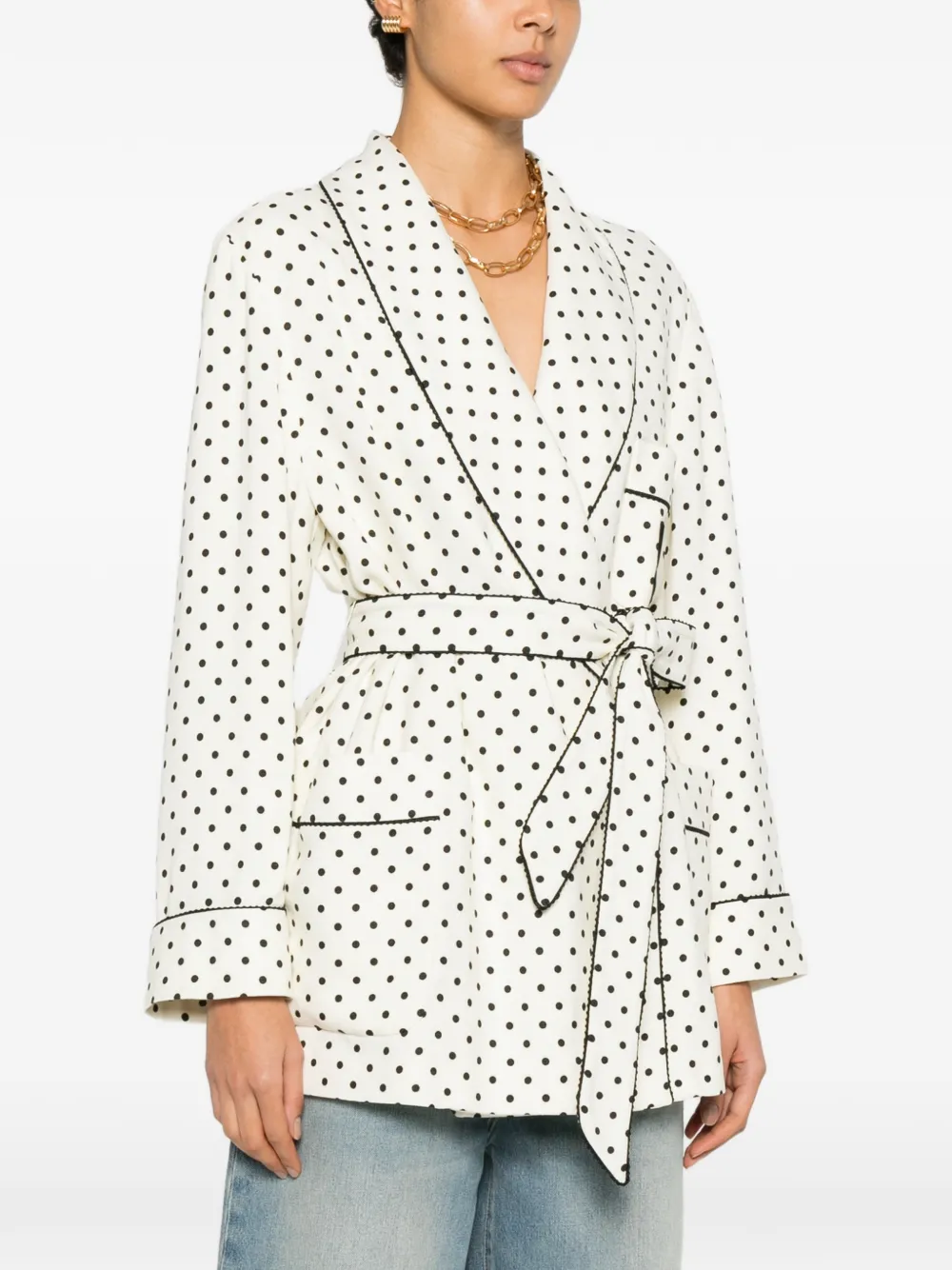 Valentino Garavani Blazer met plusdepois-print en ceintuur Wit
