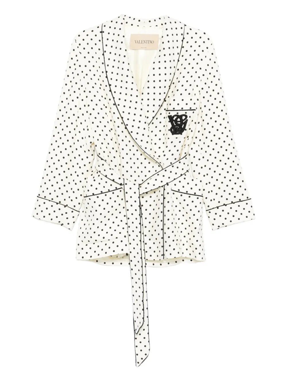 Valentino Garavani polka-dot belted blazer - White