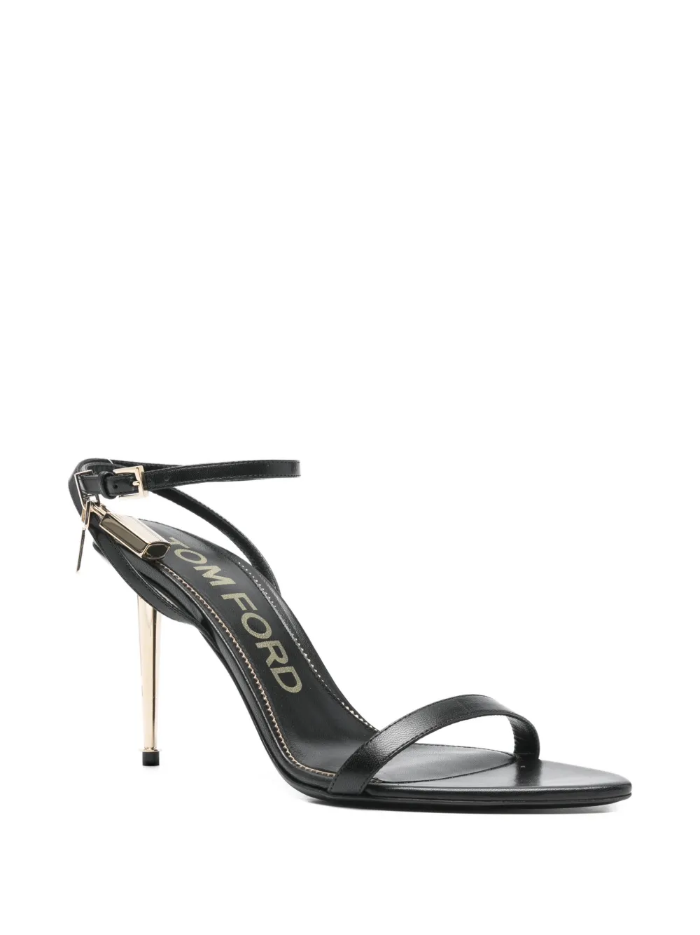 TOM FORD 105 leren sandalen met hangslot-detail Zwart