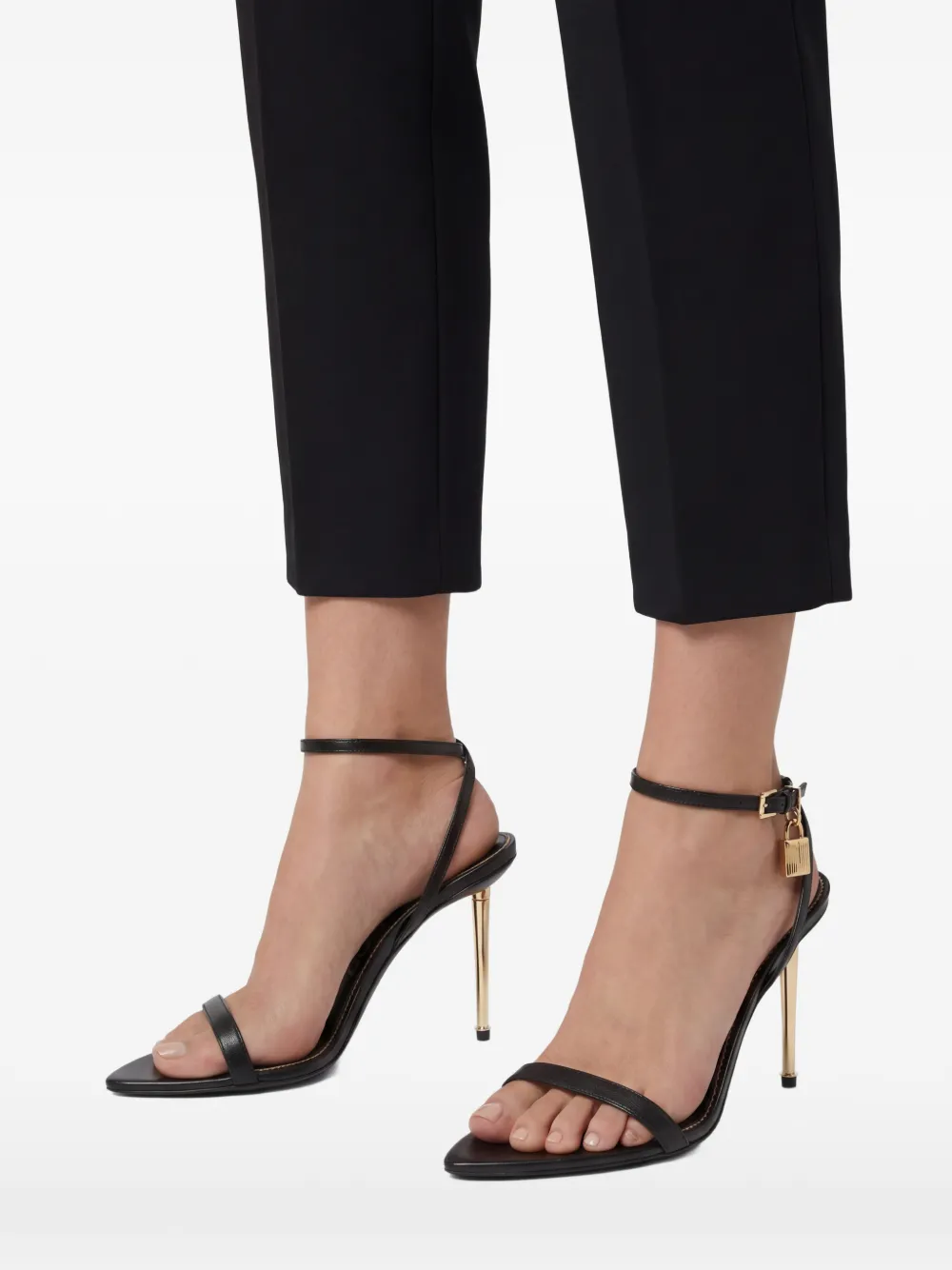 TOM FORD Sandalen met puntige neus en hangslot Zwart