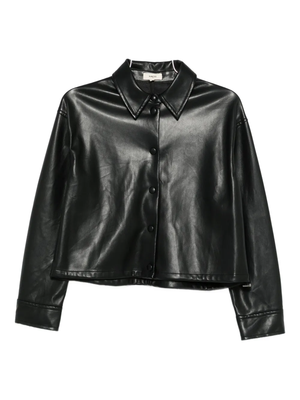 Suncoo Button-up Bomber Jacket In Black