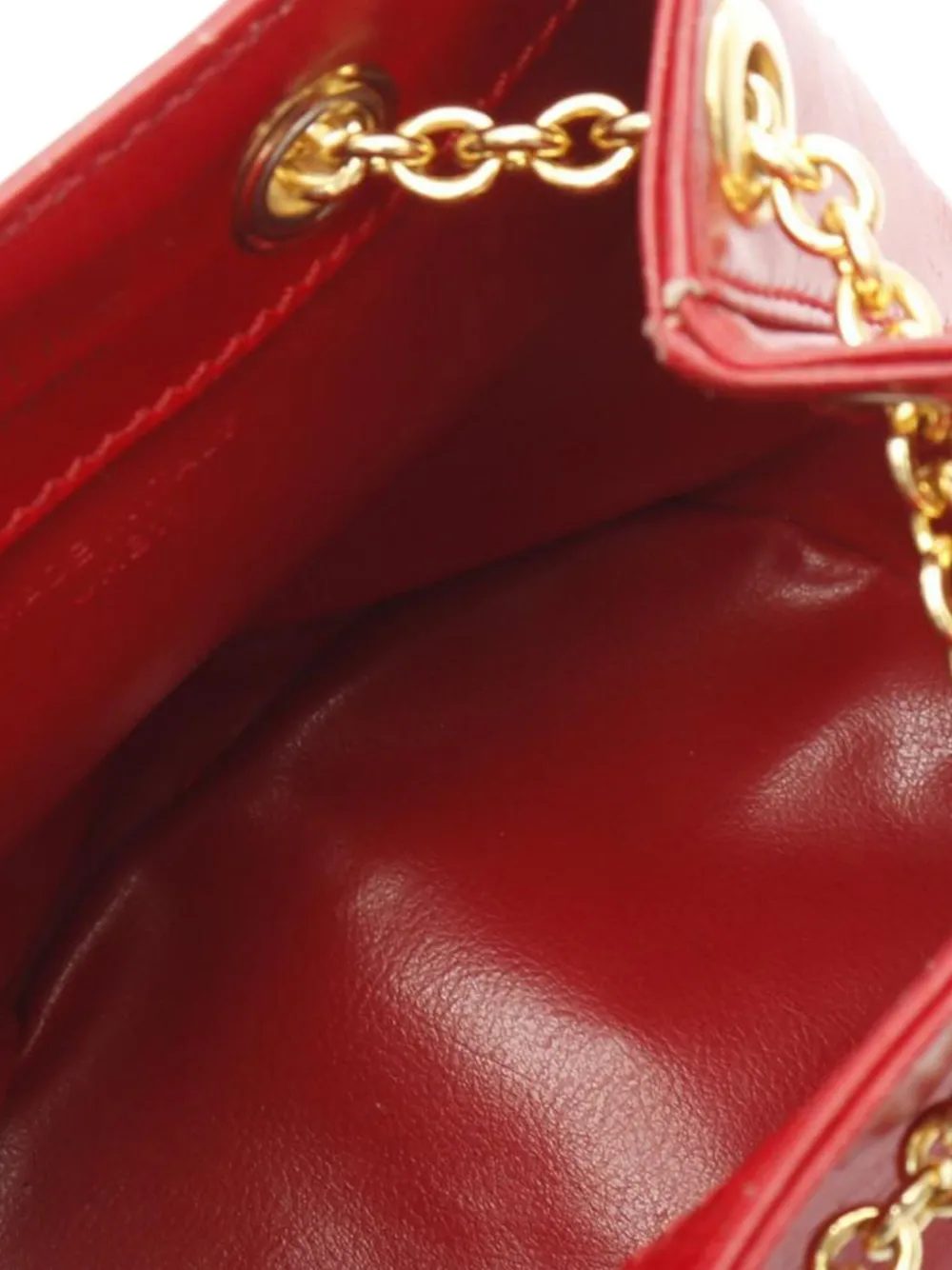 Pre-owned Celine 2011 Leather Drawstring Chain Bucket Bag In Red
