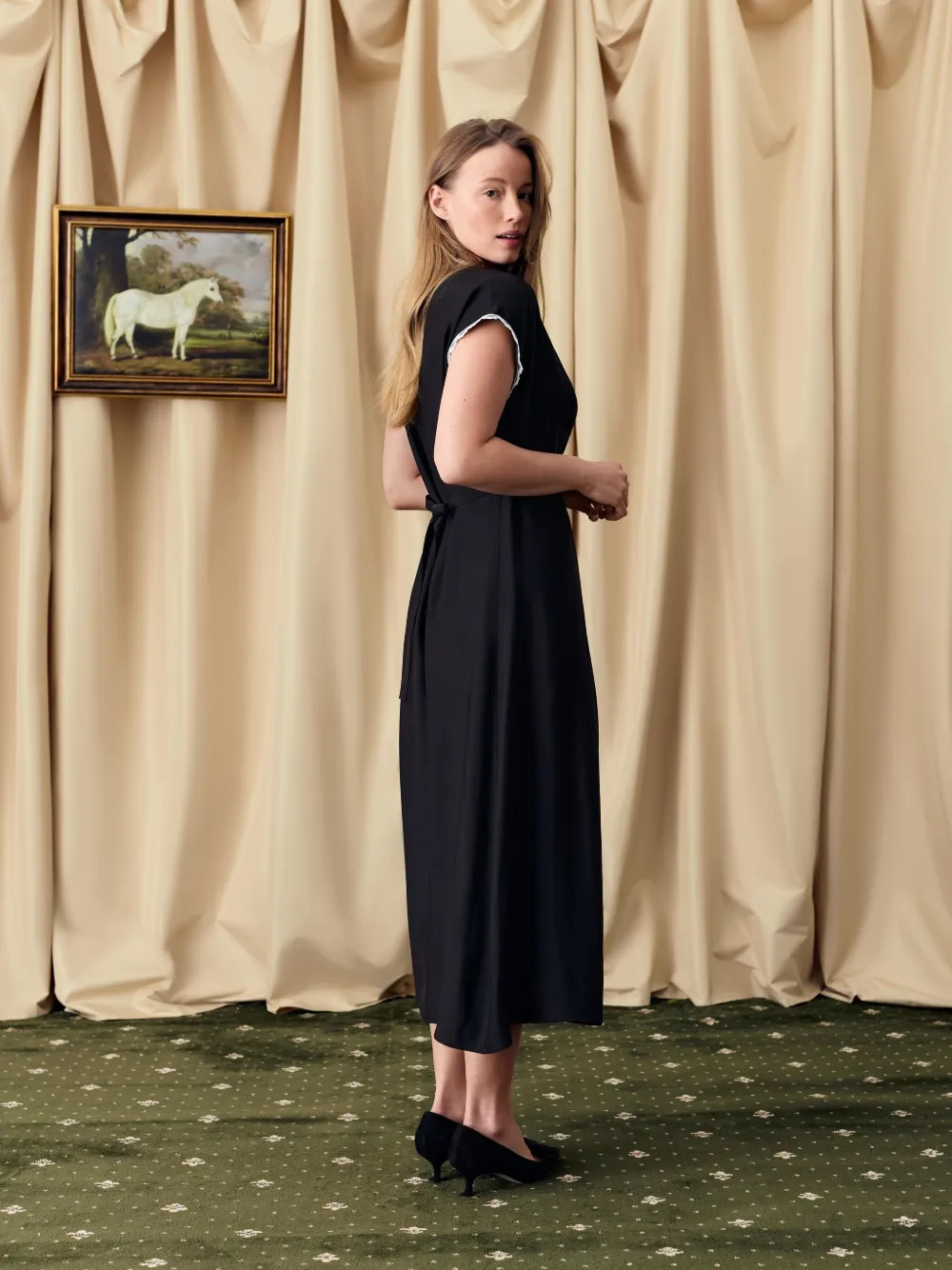 Sleeper Poppi Midi Dress In Black In Black