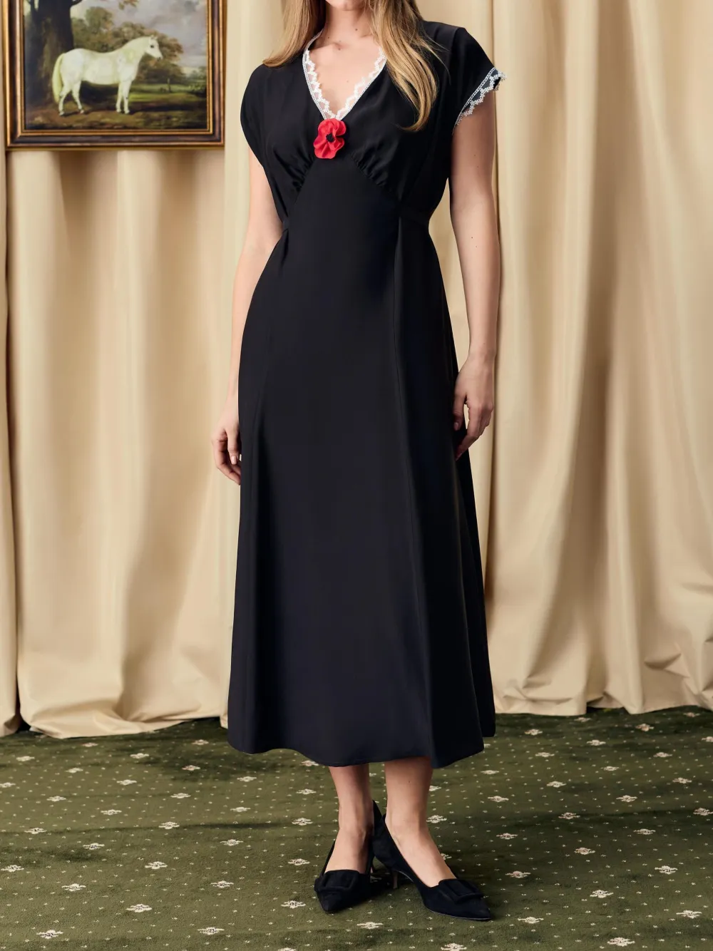 Sleeper Poppi midi-jurk Zwart