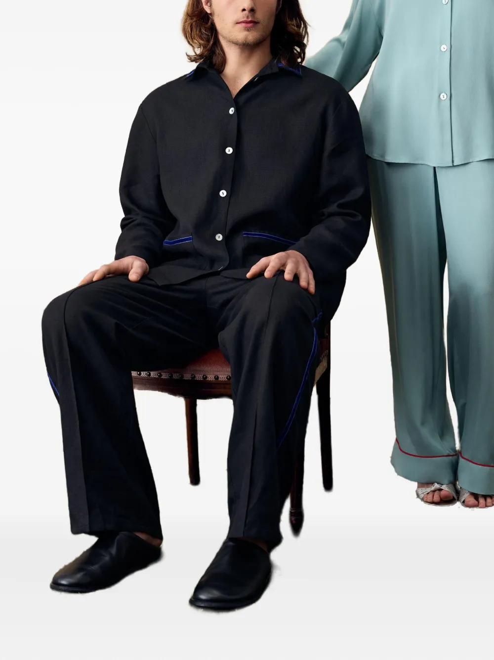 Sleeper Pastelle Oversized Shirt In Dove Blue In Black