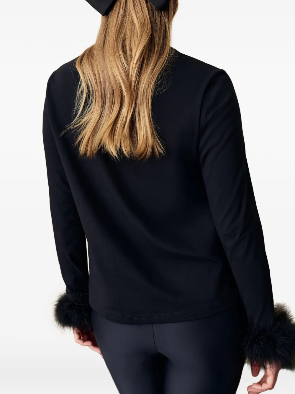 Sleeper Long Sleeve Stretch-cotton Jersey T-shirt With Detachable Feathers In Black In Black