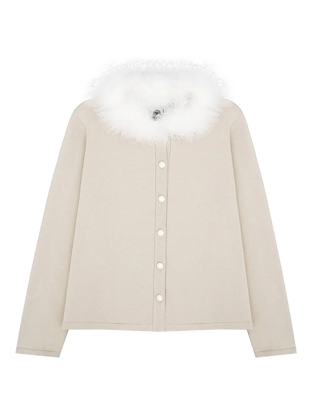 Sleeper Miss Kitty Cardigan With Detachable Feathers In Beige In Sand