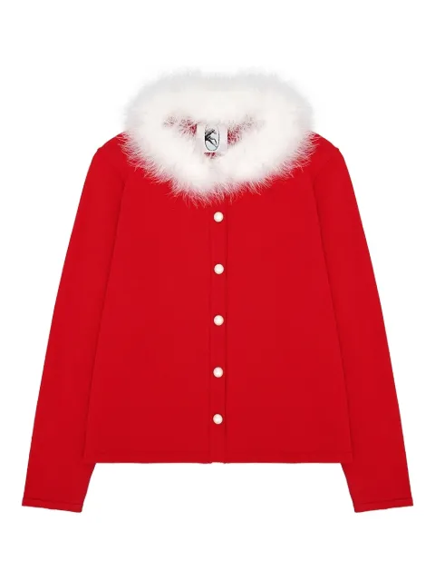 Sleeper Miss Kitty Cardigan with Detachable Feathers in Red