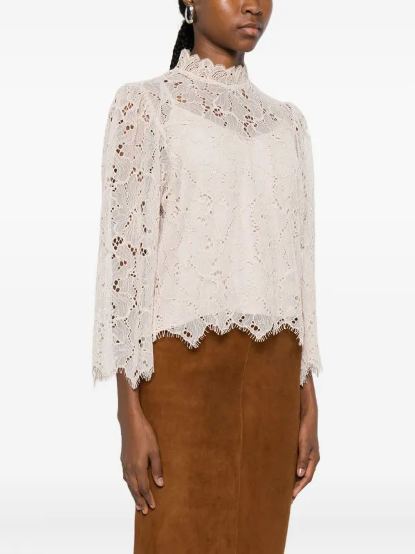Suncoo Blouse à Détails En Dentelle Tons Neutres FARFETCH MA