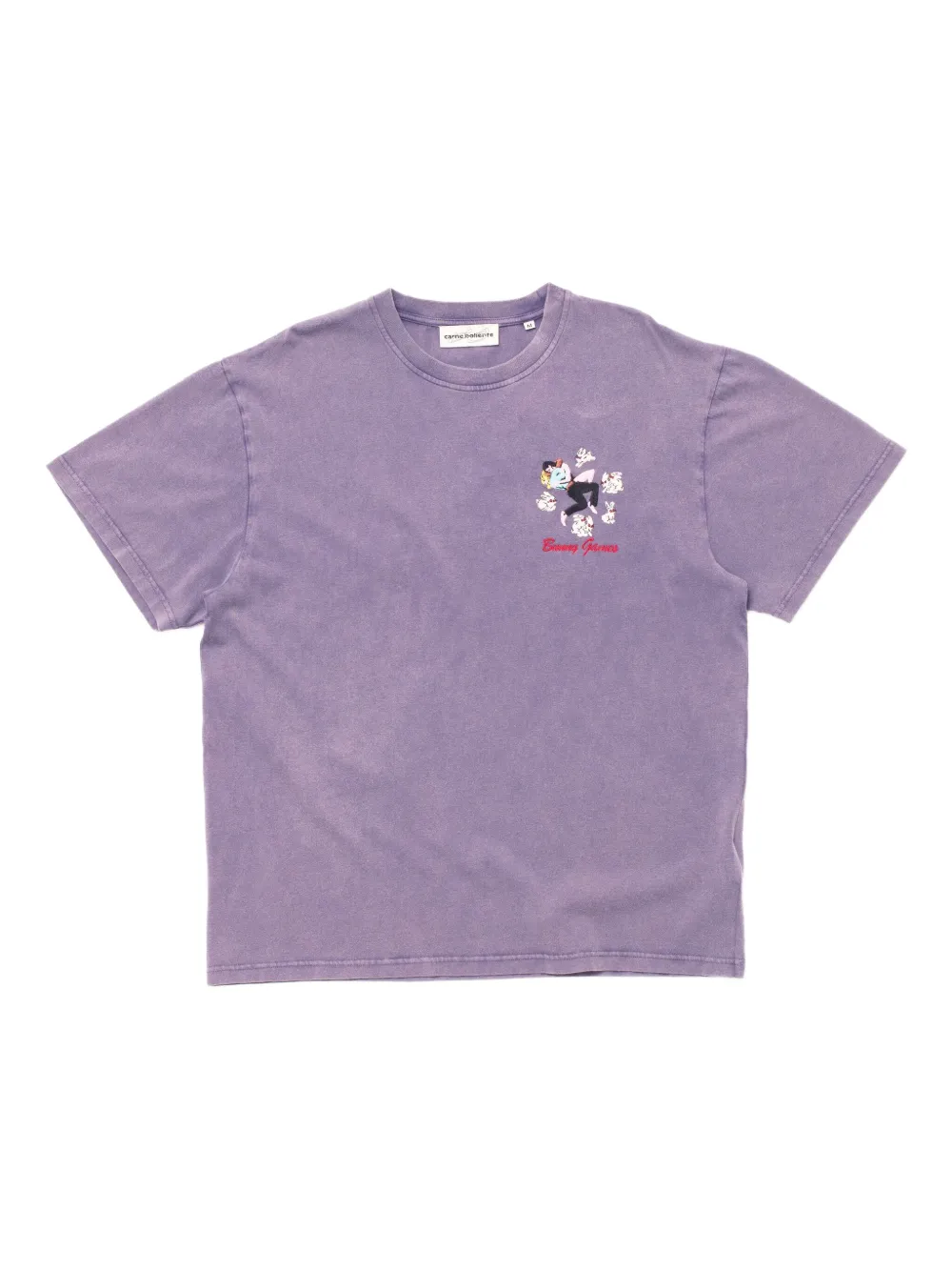 CARNE BOLLENTE embroidered bunny games t-shirt | Purple | Image 1