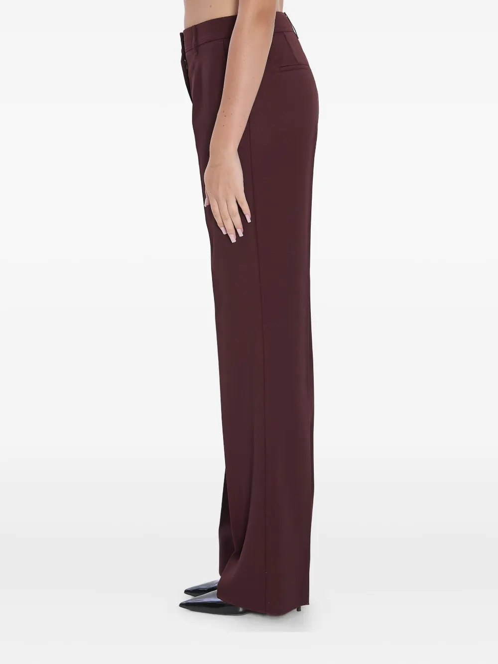 Max Mara Cannes Trousers In Virgin Wool In Burgundy