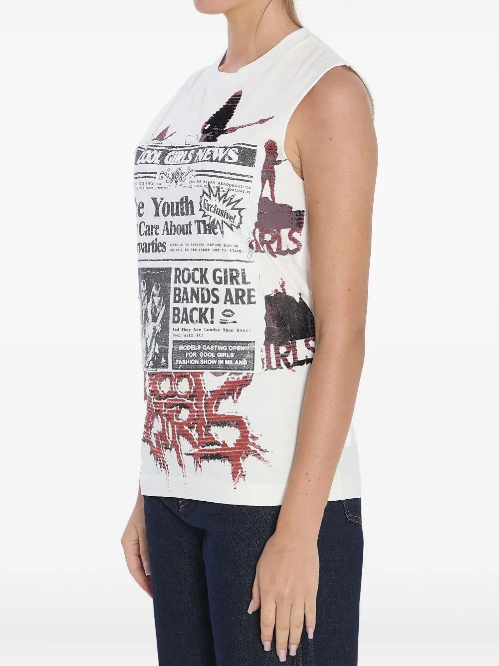 Dolce & Gabbana Mouwloze top met print Wit