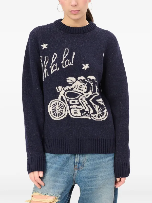 CARNE BOLLENTE Ménage à Trois Oh La La Graphic Sweater | Blue