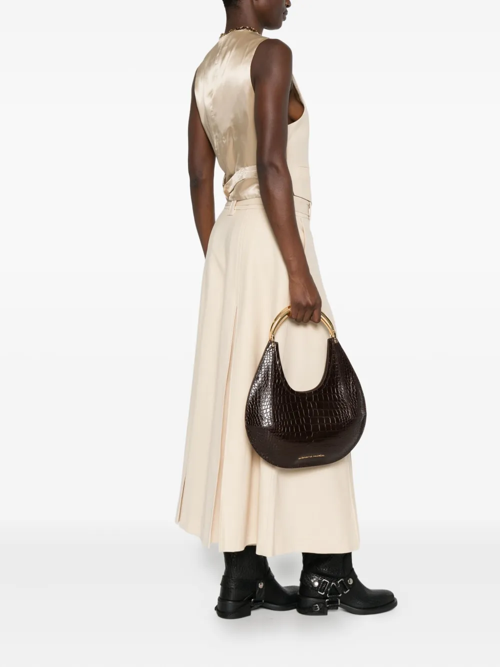Elisabetta Franchi Crocodile-effect Tote Bag In Brown