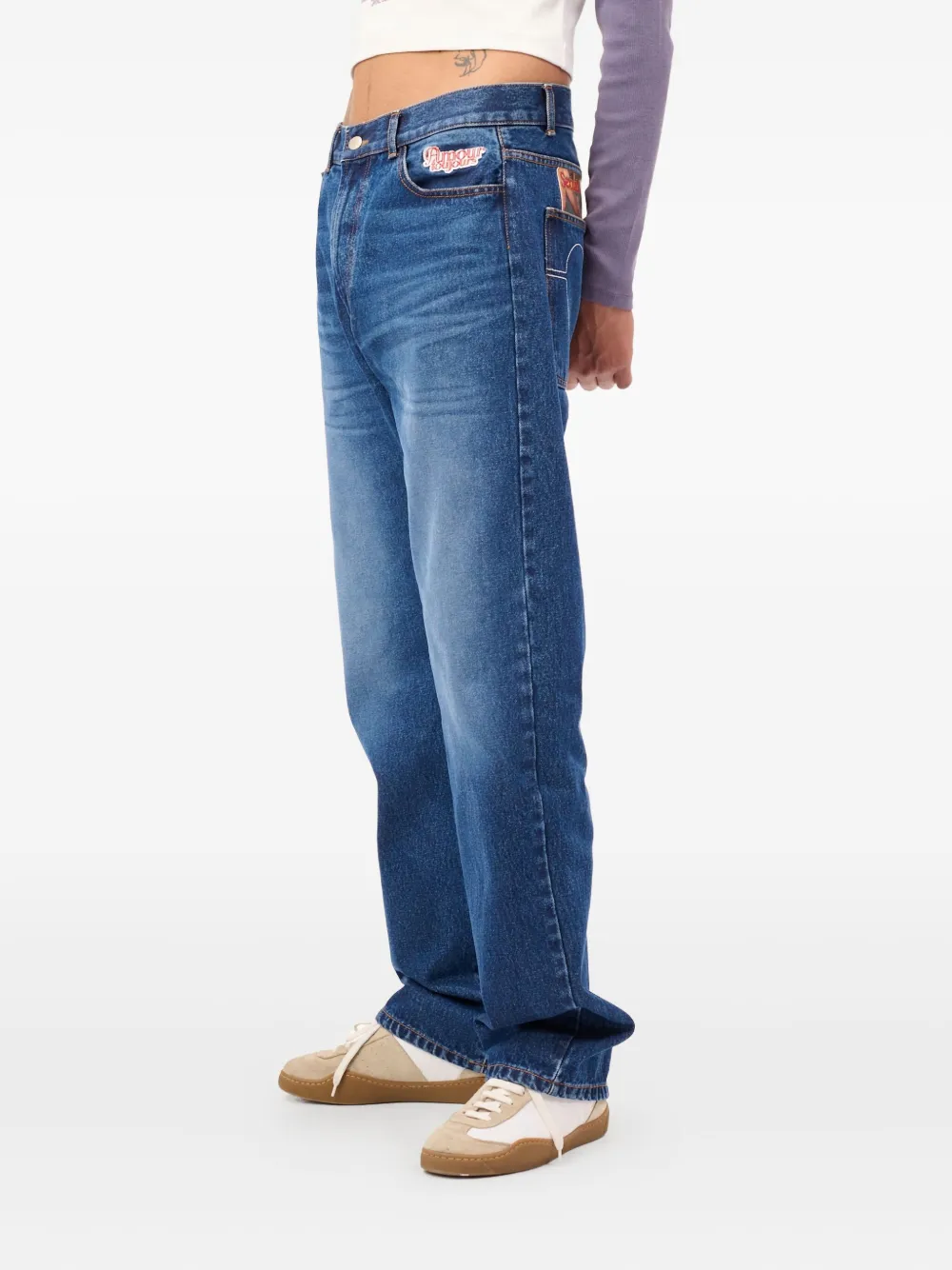 CARNE BOLLENTE Back Pocket Pleasures denim jeans met gestikt hart op achterzak Blauw