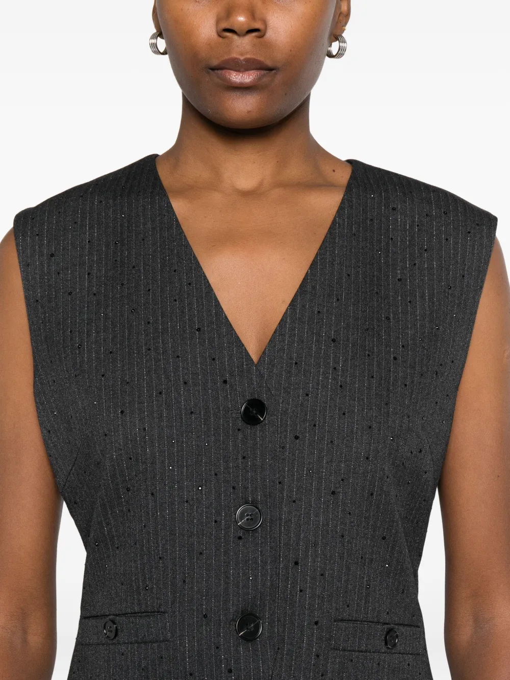 suncoo Pak met krijtstreep en enkele rij knopen Grijs