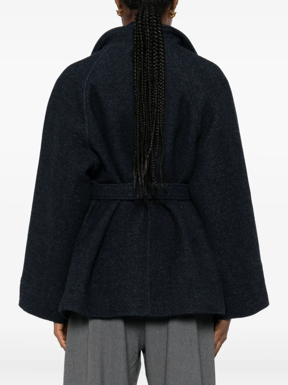 Suncoo Cotton Belted Jacket In Blue