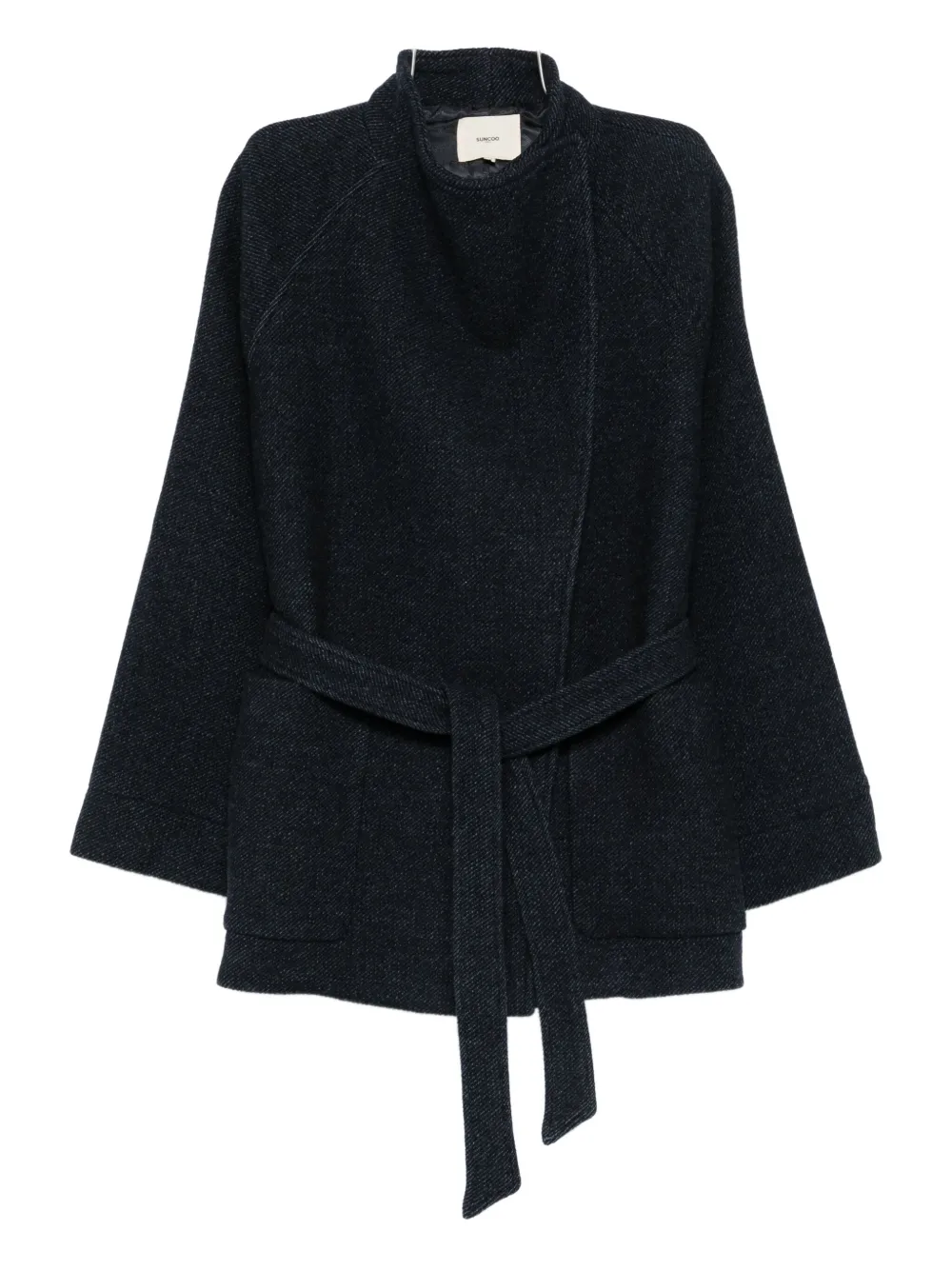Suncoo Cotton Belted Jacket In Blue