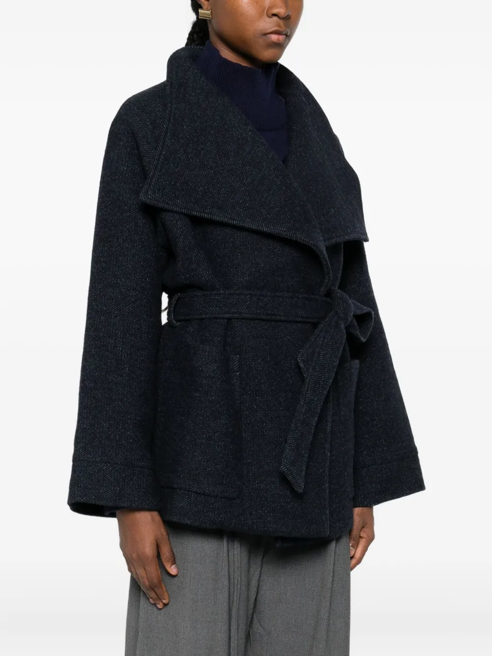 Suncoo Cotton Belted Jacket In Blue