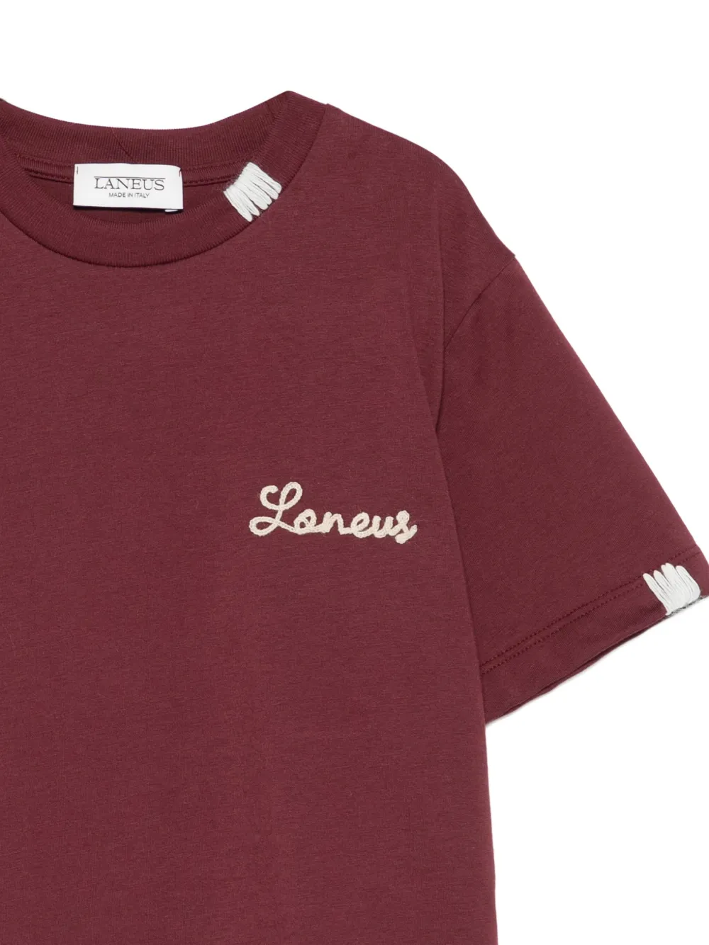 Laneus Logo-embroidered T-shirt In Burgundy