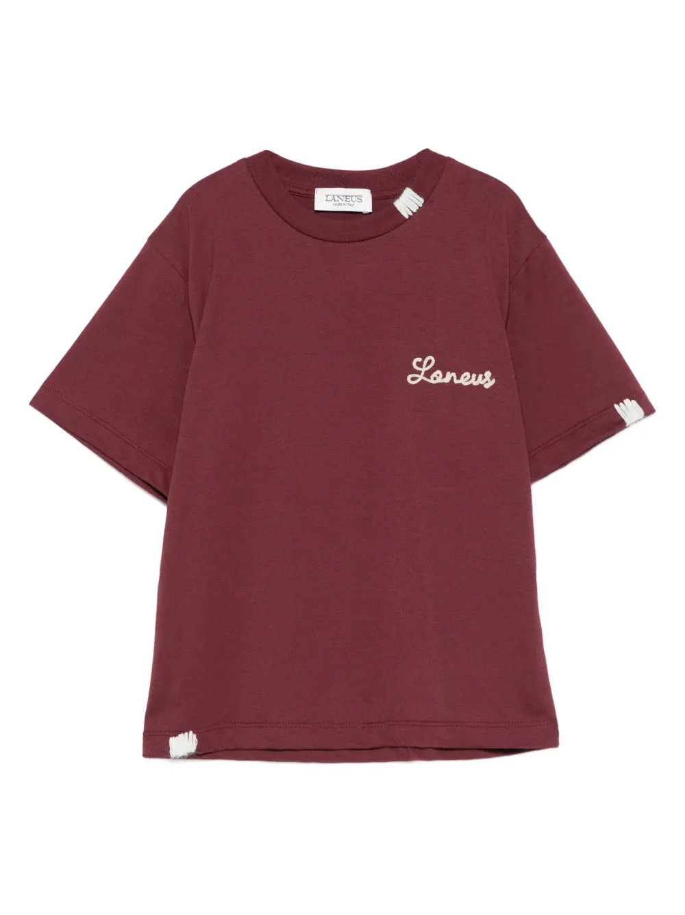 Laneus Logo-embroidered T-shirt In Burgundy