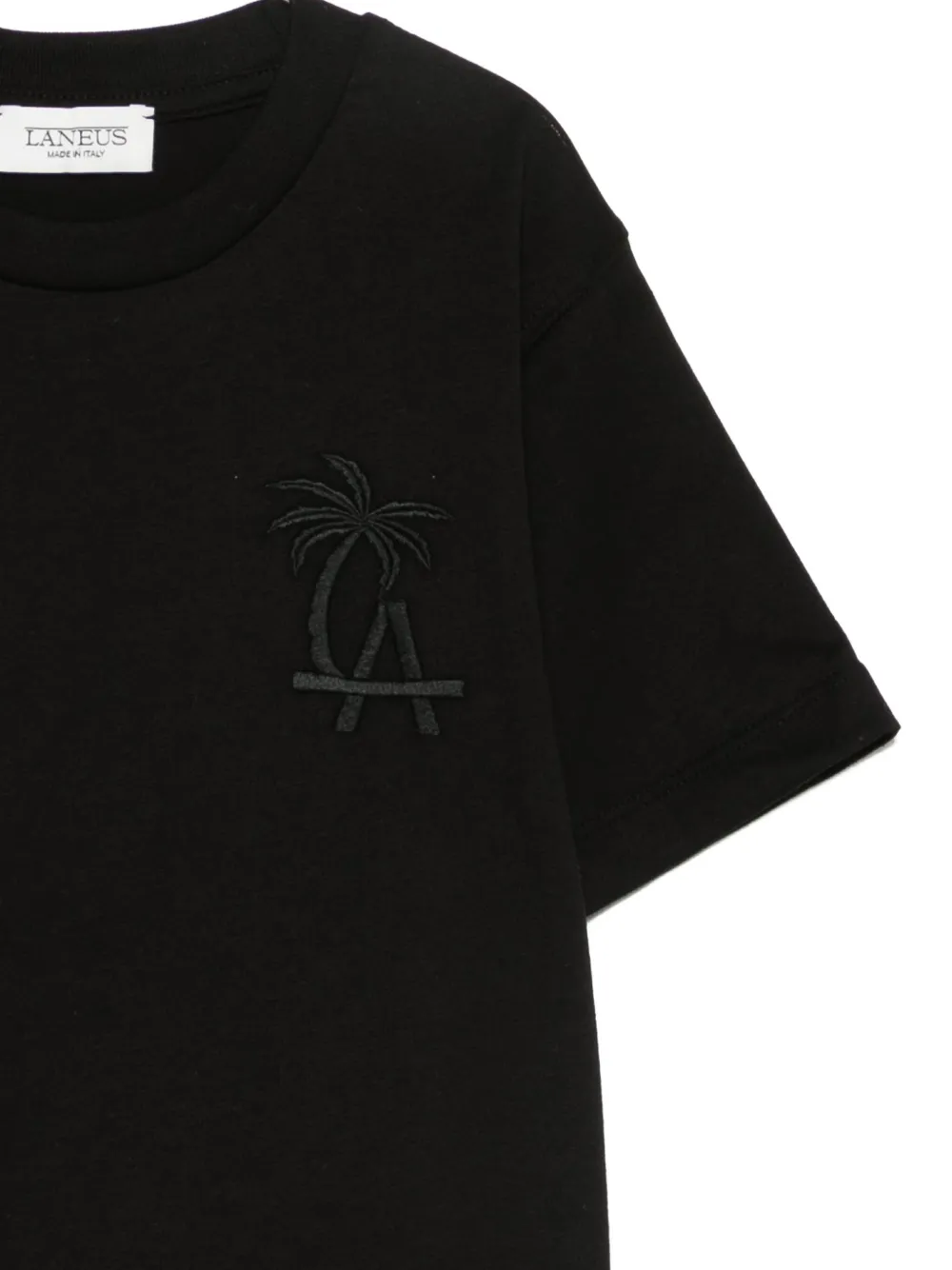 Laneus Logo-embroidered T-shirt In Black