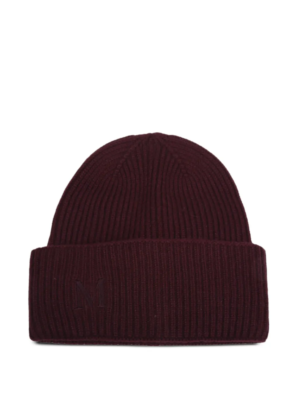 Max Mara Ribbed Turn-up Beanie In Burgundy
