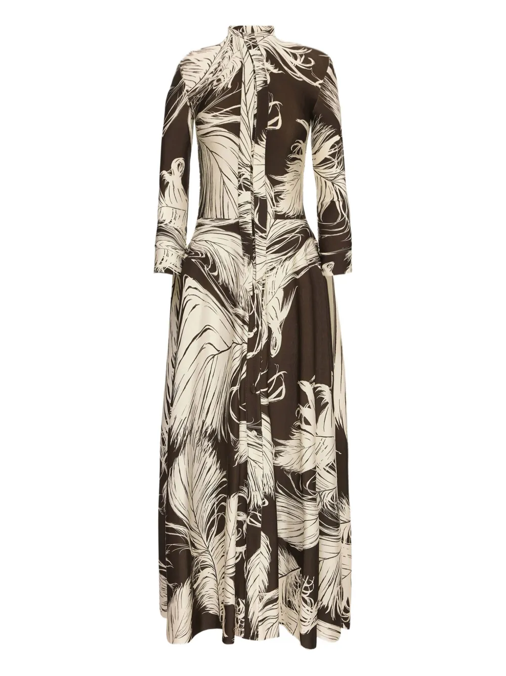 Oscar De La Renta Feather Jersey Midi Dress In Multi