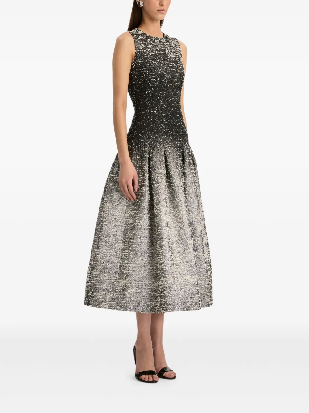Oscar De La Renta Ombr Lurex Boucl Jacquard Dress In Black