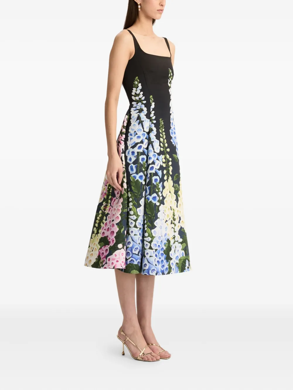 Oscar De La Renta Foxglove Midi Dress In Black