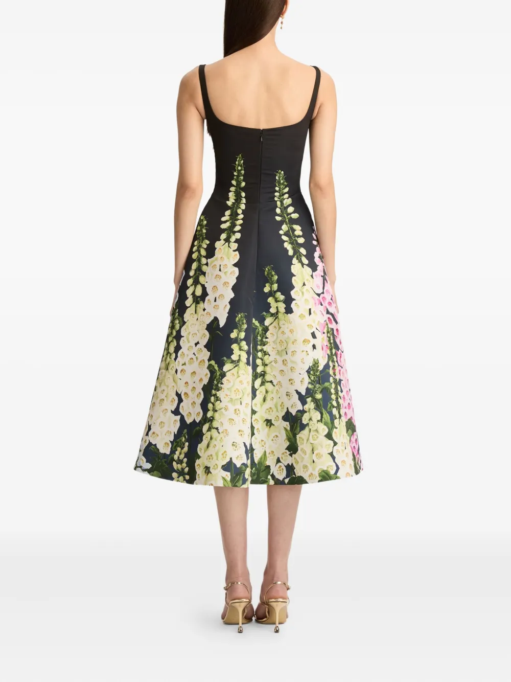 Oscar De La Renta Foxglove Midi Dress In Black
