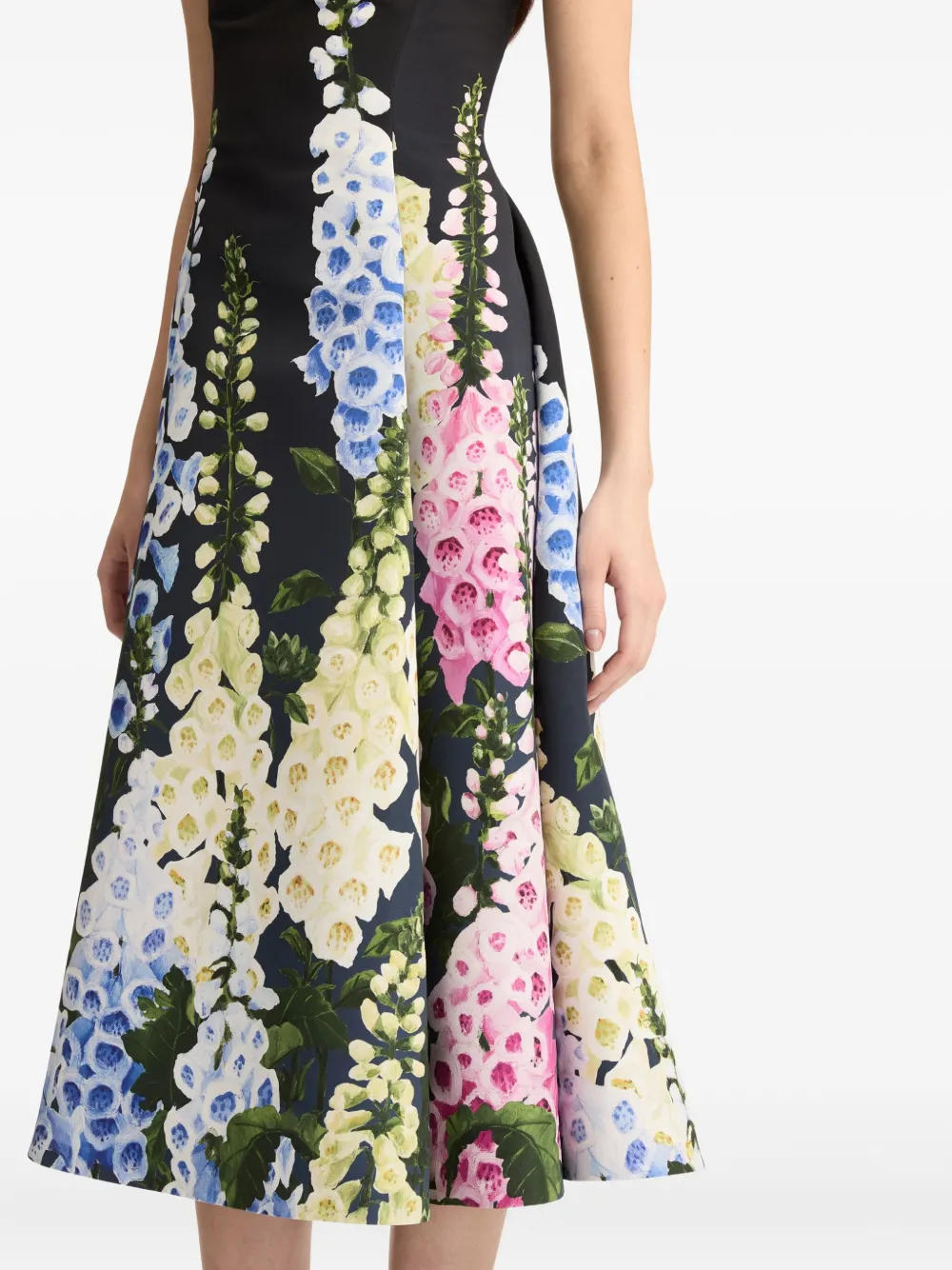 Oscar De La Renta Foxglove Midi Dress In Black