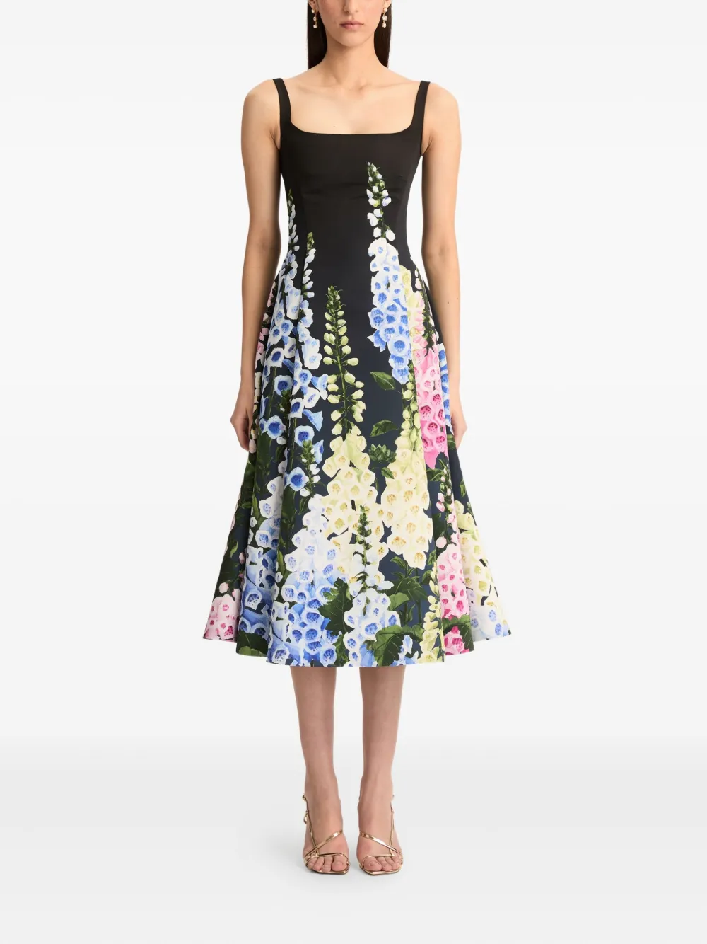 Oscar de la Renta Foxglove midi-jurk - Zwart