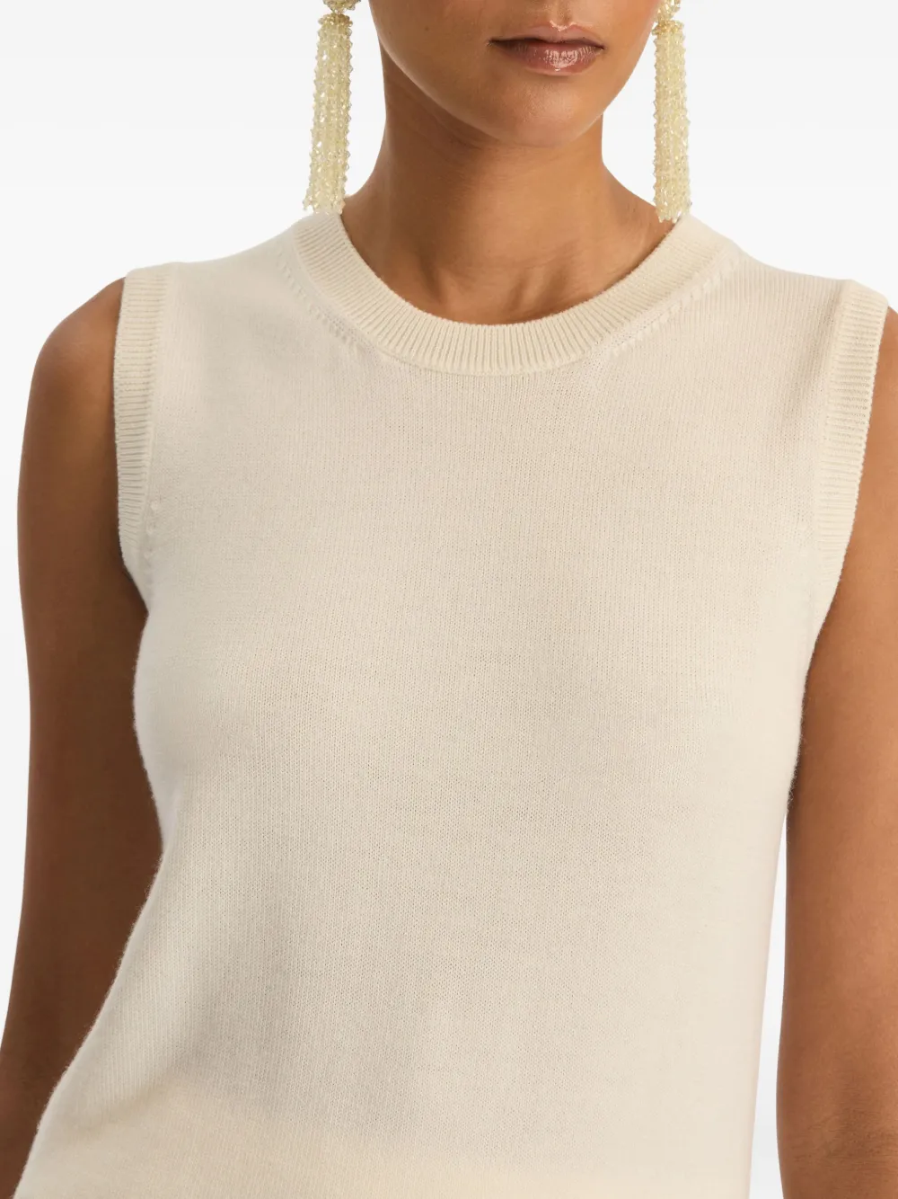 Oscar De La Renta Virgin Wool Top In Neutral