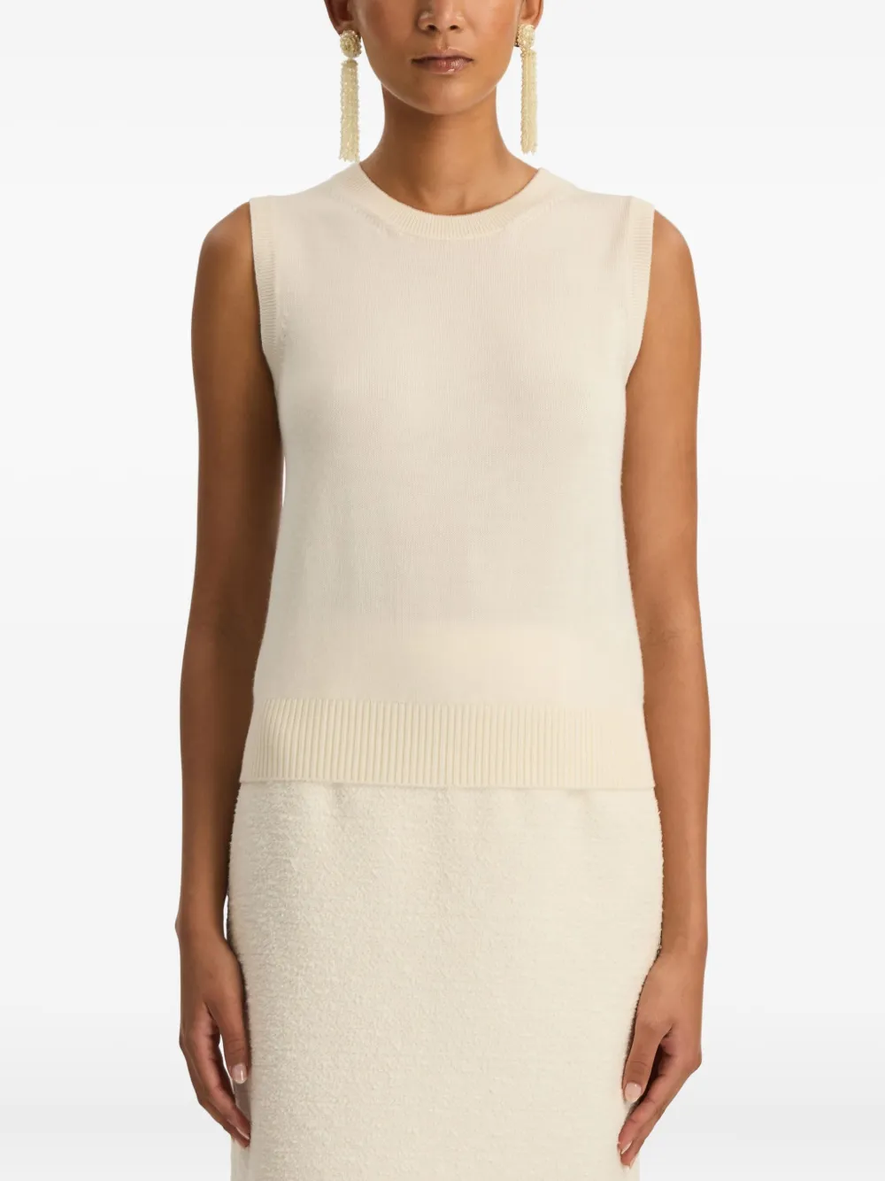 Oscar De La Renta Virgin Wool Top In Neutral