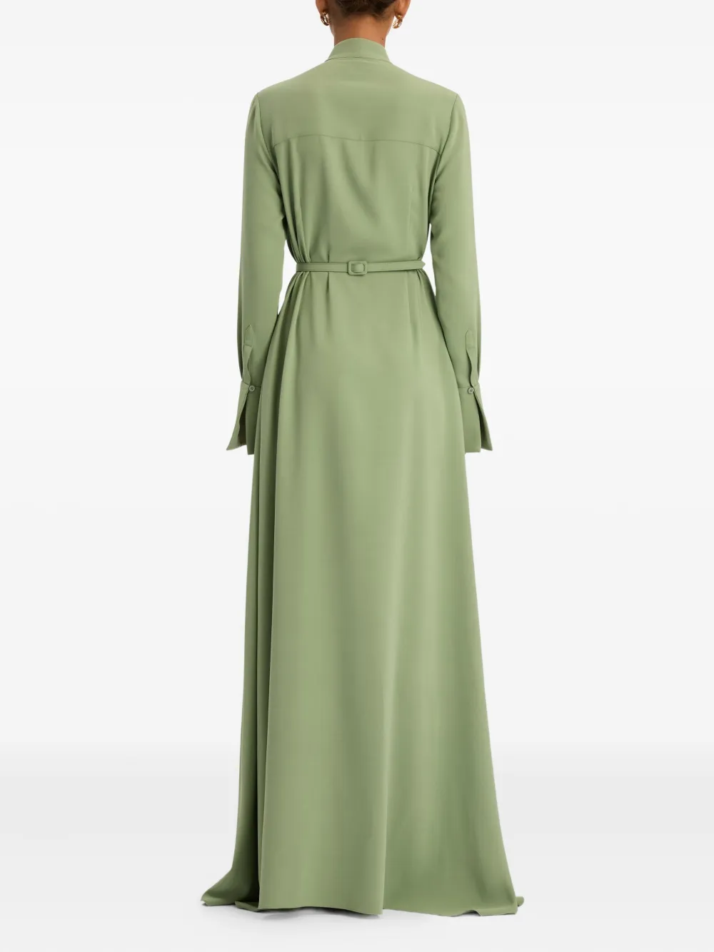 Oscar de la Renta Jurk met broche detail en lange mouwen Groen