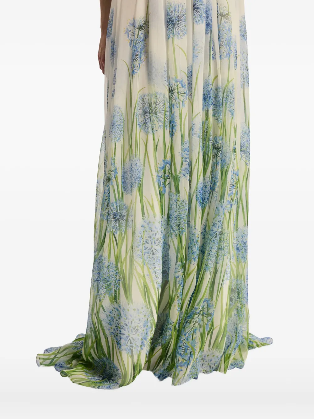 Oscar de la Renta Allium chiffon avondjurk Beige