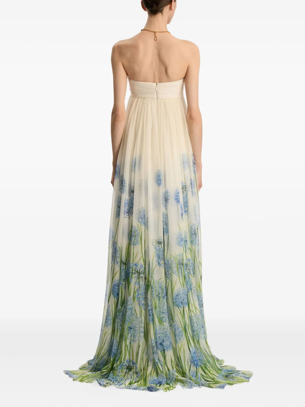 Oscar de la Renta Allium chiffon avondjurk Beige