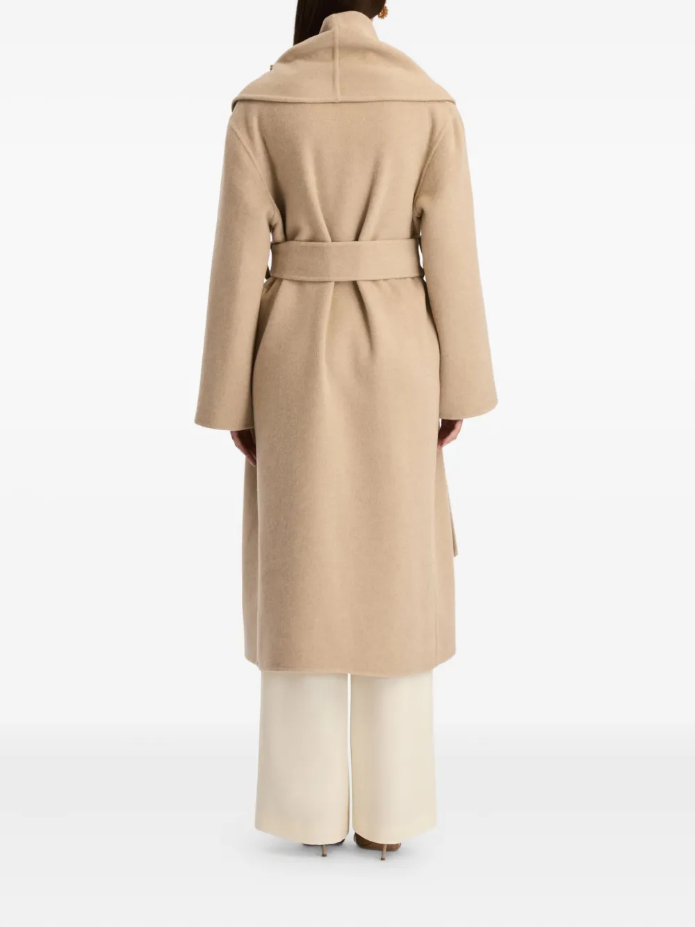Oscar De La Renta Foxglove Embroidered Belted Coat In Neutral